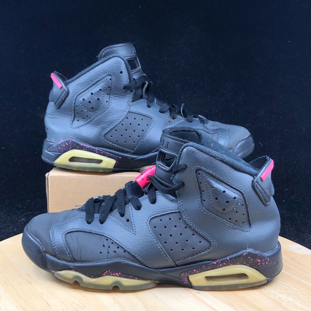 Nike Air Jordan 6 Retro Kids GS Anthracite Hyper Black Pink 543390-008 Size 5.5y